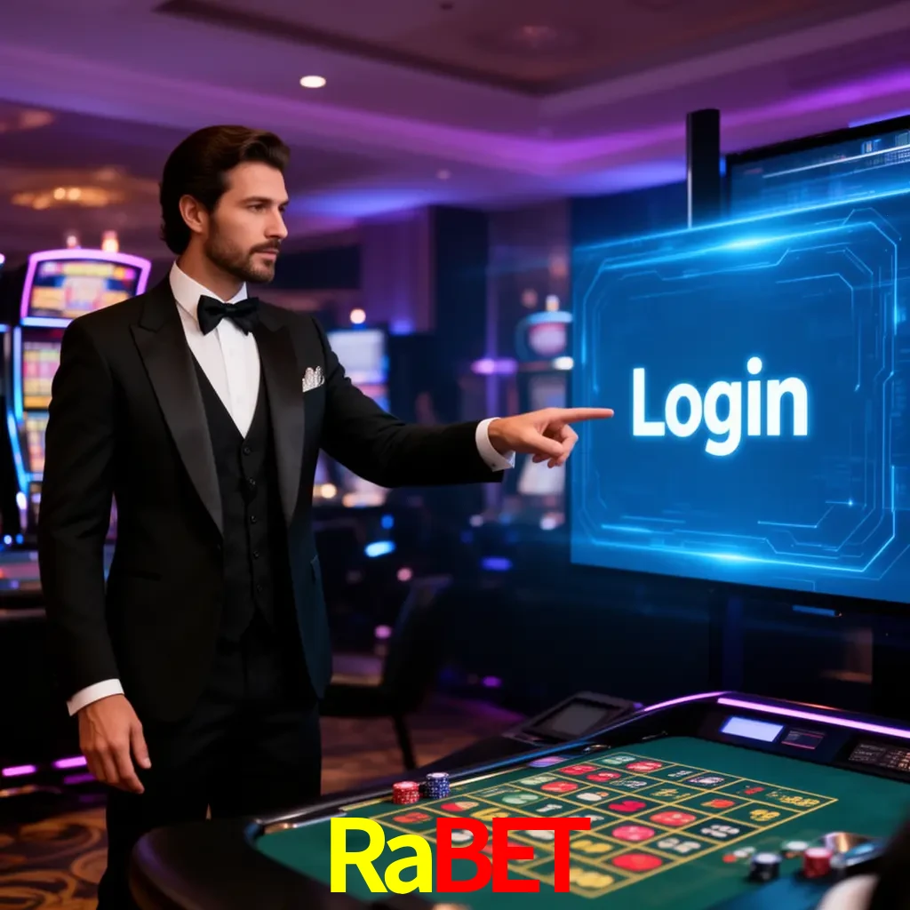 Rabet Login - OTP, cuenta y soporte Pantalla Rabet Login con OTP, contraseña, cuenta segura y soporte móvil